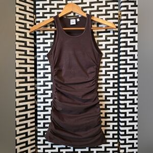 Tna Aritzia Ruched Tank Dress | Chocolate Brown Bodycon Mini Dress | Size 2XS